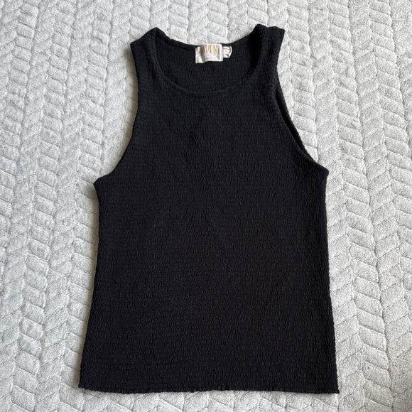 Nation LTD Black Textured Tank Top 100%Pima Cotton - Picture 1 of 6